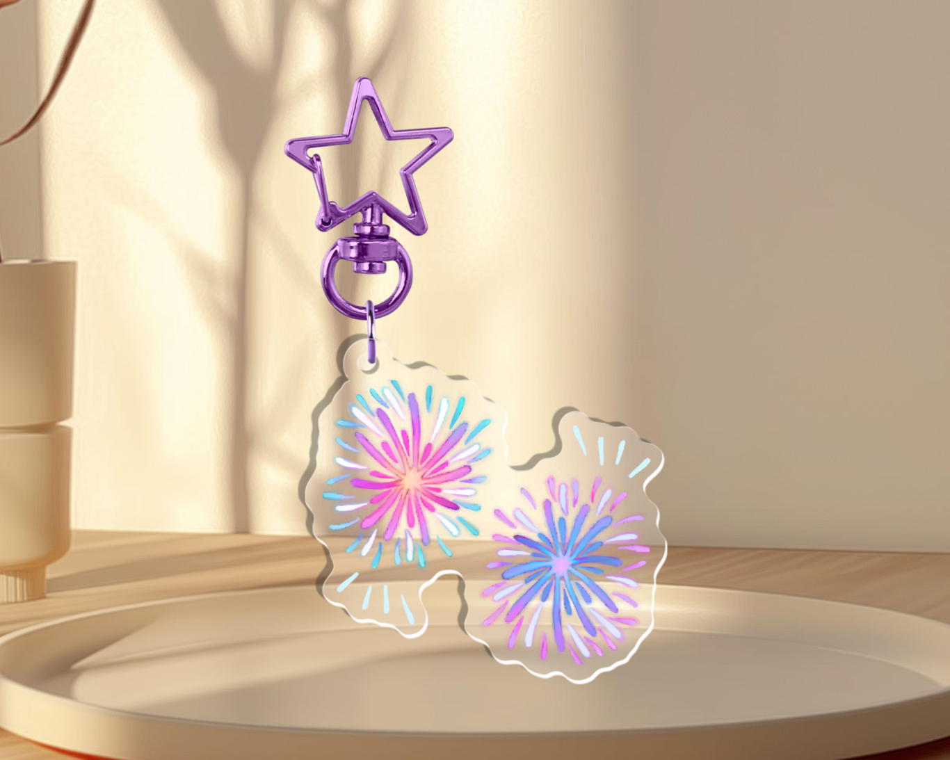 Enjoy the fireworks at your theme park with this colour bursting keychain